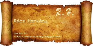 Rácz Harkány névjegykártya